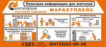 АО «Белгородэнергосбыт» предлагает бытовые услуги для населения, узнать подробности и заказать услуги можно нажав на слайд